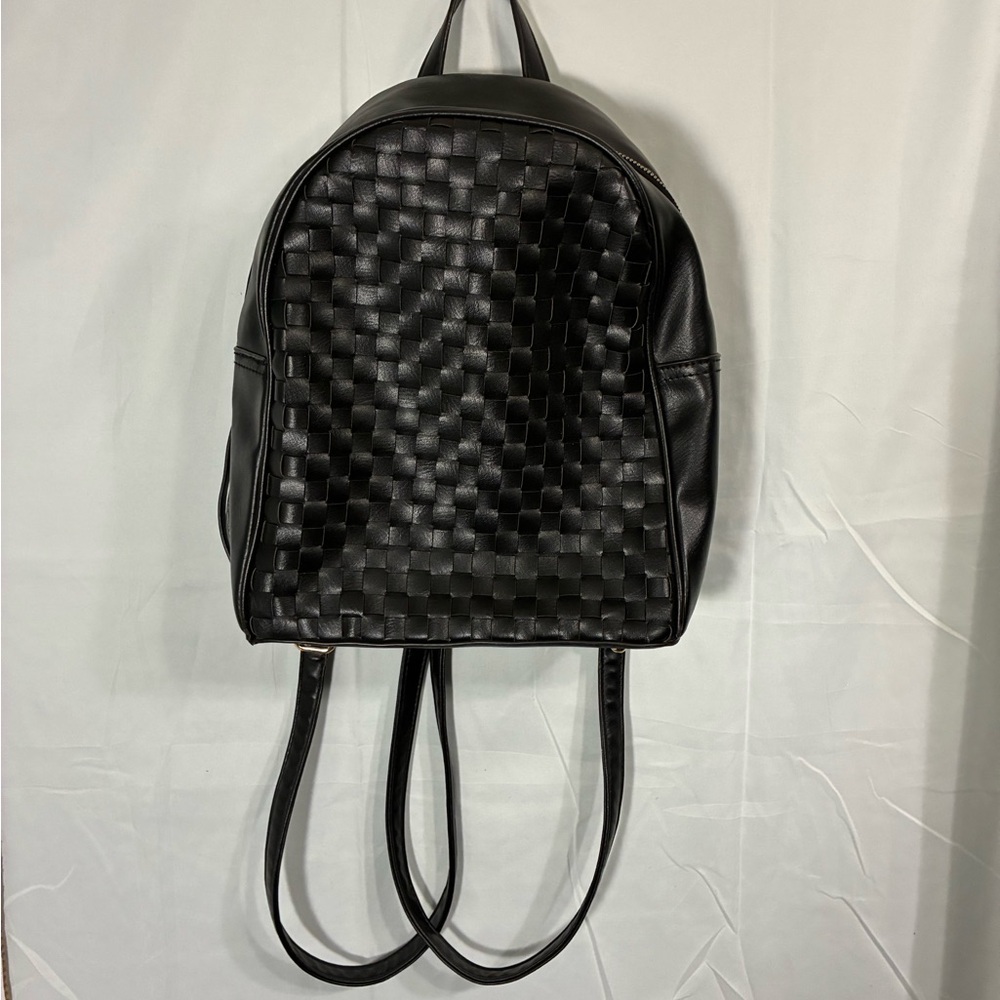 Elegant Black Woven Women's Backpack